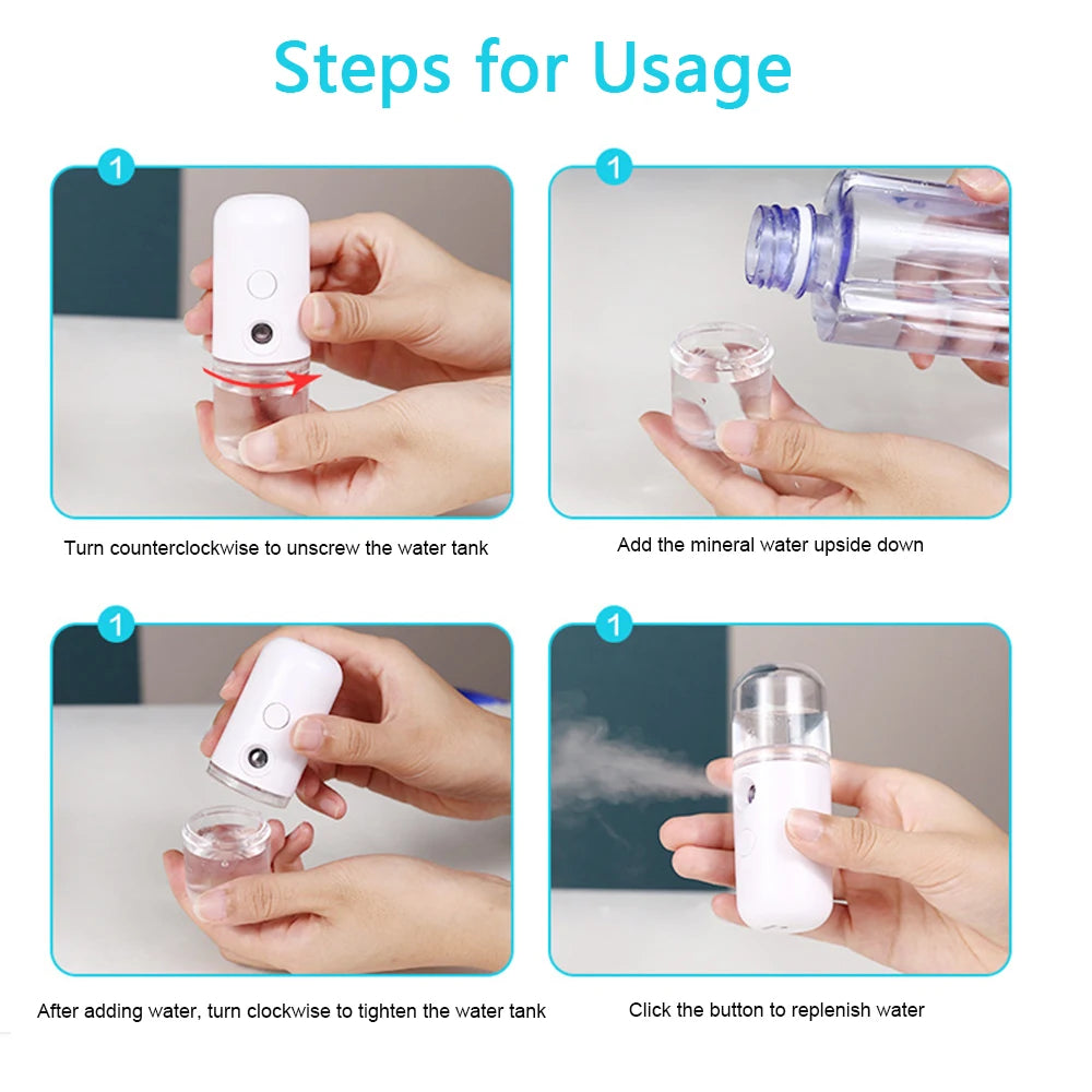 USB Mist Facial Sprayer  Humidifier Rechargeable Nebulizer