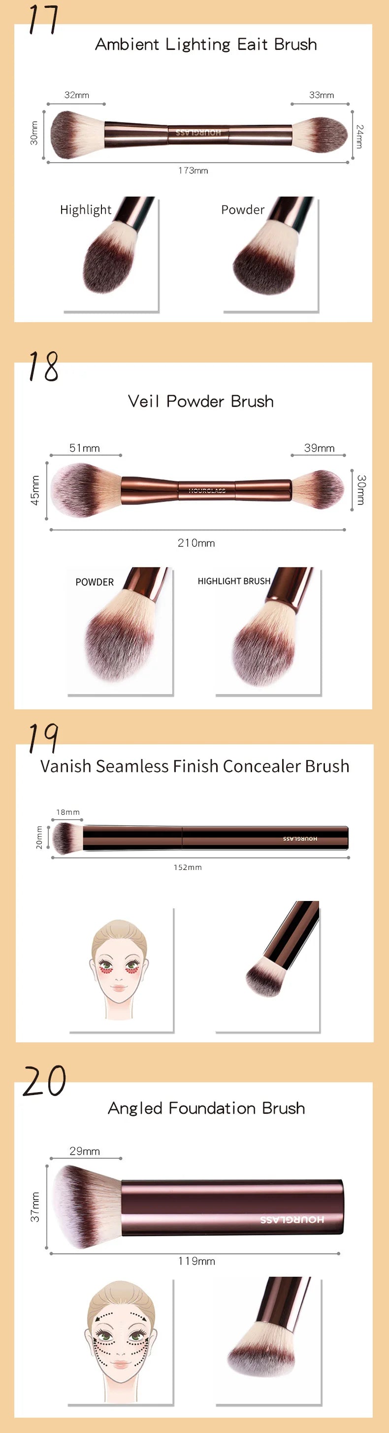 Hourglass Makeup Brushes Powder Foundation